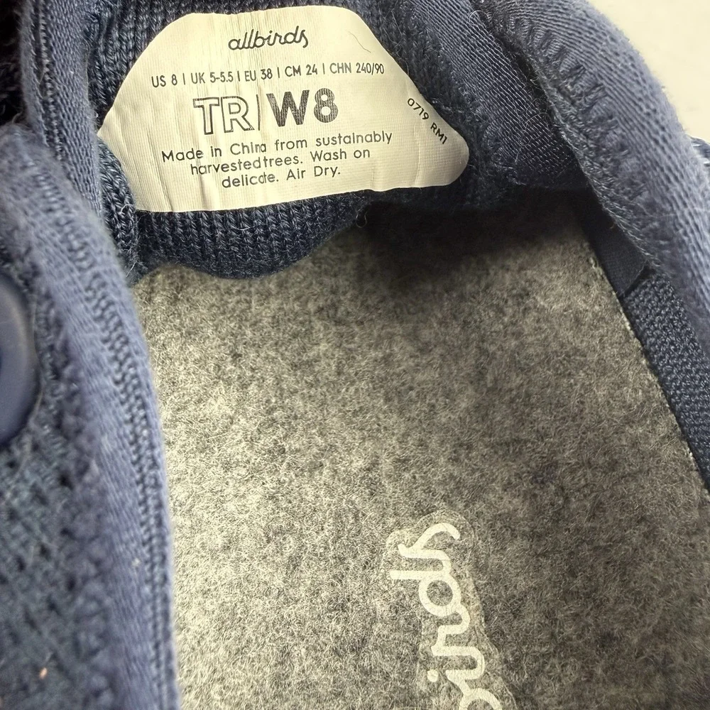 Allbirds Tree Runners 8 Blue Lace Up Eco Friendly Sustainable Everyday Shoes
